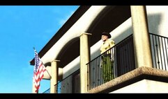 Sheriff fucks tied up slave with fucking machine and then his stiff dick