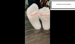 Delicious Caught athletes foot sharing her man's socks