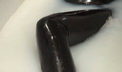 Asianrubberdoll takes a milk bath