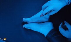 Oil feet with cum Countdown - Füße einölen mit Spritz Countdown