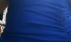 Masturbation in blue dress