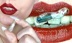 A pill capsule with a tiny slave inside