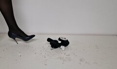 Teddy Bear Shredding in Sharp Metal Heels