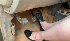 Close up gas pedal and engine