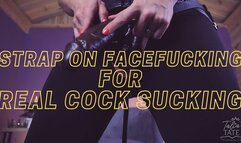 Strap-On Face Fucking for Real Cock Sucking-Slut Training with POV Strap-On and Bisexual Encouragement