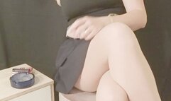 Smoking, pantyhose, skirt