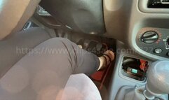 Joyce driving with black sandal and barefeet Feet POV