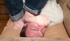 Stomped on the face on the sofa