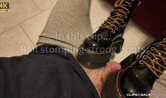 Footdom with strong dirty boot domination in a ball stomping cock crushing in relax on the bed
