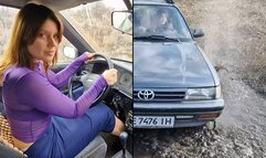 Margot gets stuck in a puddle and breaks her car