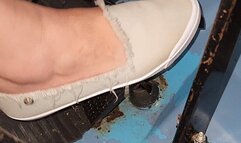 Hard pedal Pumping with Sneakers in the Blue Van