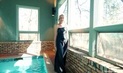 Angel Swimming in a Shiny Black Evening Gown