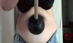 My powerful plunger has sucked my belly tightly and won't let go