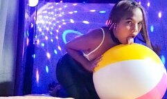 Sexy Juju Sensually Rides Your Beachball In HOT Leather Pants