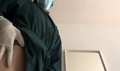 Masturbating and sticking my gloved fingers inside my surgical pussy