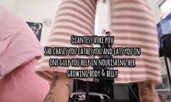 Giantess Vore pov She chases you cathes you and eats you in one gulp you help in nourishing her growing body & belly