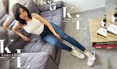 Outfit Showcasing:Tight Jeans, White TankTop, White Socks & AirF1