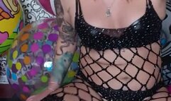 jumping on watermelon beachball in sexy lingerie