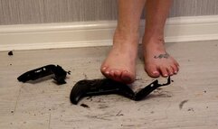 Microsoft Xbox Controller Crush under new blue suede platform heels