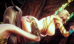 Elf warrior licked the pussy of the forest queen