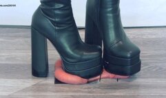 Ambers Super High Chunky Heel Platform Boots - Extreme Cock and Balls Trample - Close View