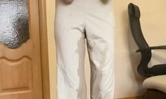 Diana with her hands tied pee in her pants