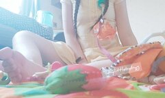 Naughty baby playtime on playmat