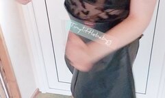 Goth girl slowly strips and takes of her clothes