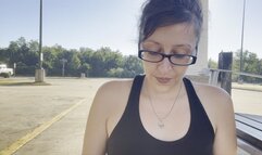 Goddess D Smoking Marlboro Light 100 with Glasses and Hair Up