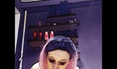 spit fettish animation spitting over and over wearing red latex top and heels