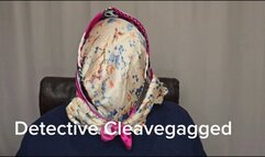 Bratty Dome puts Cleavegagged in scarf bondage and silk scarf hood