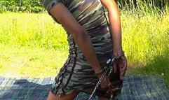 Anise - Self Ballgag & Hogcuff on Blanket in Park (Mpeg)