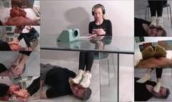 GABRIELLA - The online lesson - ENDLESS face as a footstool with boots, socks and barefeet, foot domination (EPIC CLIP!)