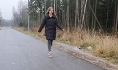 Sexy Nina slides in high heels, girl in high heels on ice (Other shoes, Part #6)