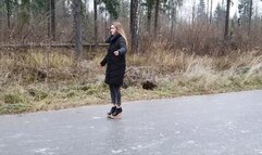 Sexy Nina slides in high heels, girl in high heels on ice (Other shoes, Part #9)