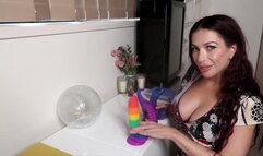 Step-mommy showing her new toys