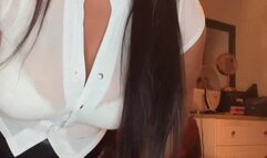 Saucy curvy secretary Lola edges her pussy and fingers butthole