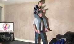 Chelsea's Shoulder Ride & Neck Squeeze In Jeans