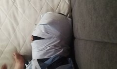 Foot smelling at the end of the bed (From above)