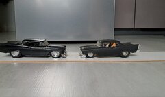 Two model hand built cars brutally crushed