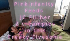 JC Fillher Eats two pussy creampies out of Pinkinfanity in her first 5some (1080p)