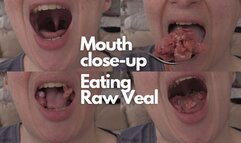 Close-up Mouth Eating Raw Veal - Chewing and Mouth Fetish - HD Version