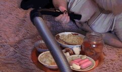 The vacuum cleaner is eating my food