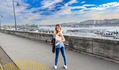 WETTING her Jeans on the streets of Budapest