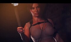 Raider Lara having threesome in an ancient tomb in a 3D animation