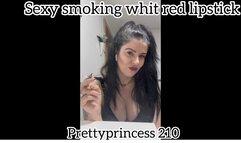 Sexy smoking whit red lipstick