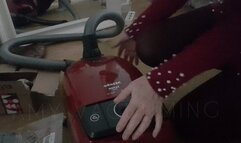 Vacuuming the floor and my pantyhose legs