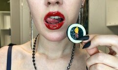 Playful giantess: sweet flirt with a marmalade condom
