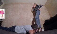 Foot Worship Hand Trample Head Trample Whilst Smoking A Cigarette FLOOR CAM (4K)