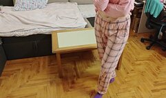 Step-Daddy shaves my pussy with a shaving machine peeing shower bathroom